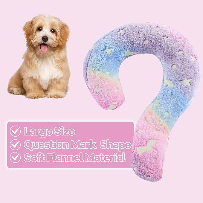MABOZOO Question Mark Dog Pillow, Pet Pillow Glow in The Dark for Dogs and Cats, Question Shaped Dog Neck Pillow Calming Pillow Pet Calming Toy for Joint Relief Sleeping Improve (Colorful, L)