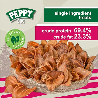 Healthy Whole Pig Ears (50 Count Pack of 1) | Natural Dog Treats | Rawhide Alternative Pigs Ears for Dogs | Single Ingredient Pig Ears Dogs Chews