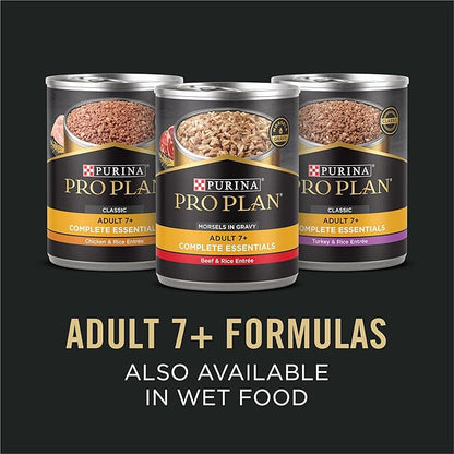 Purina Pro Plan Adult 7 Plus Complete Essentials Shredded Blend Beef and Rice Formula High Protein Dog Food for Senior Dogs - 18 lb. Bag
