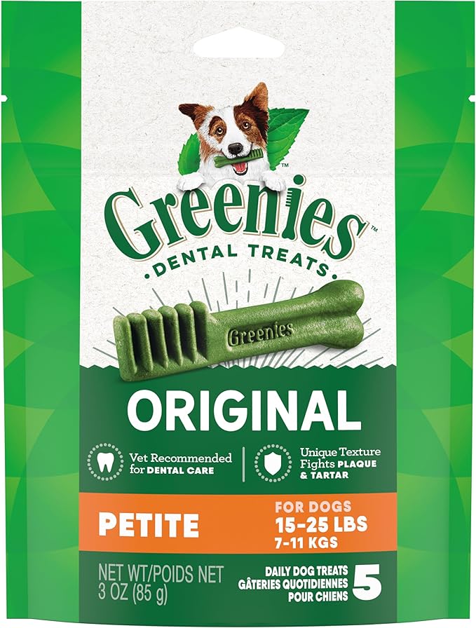 Greenies Original Petite Dental Dog Treats, 3 oz. Pack (5 Treats)