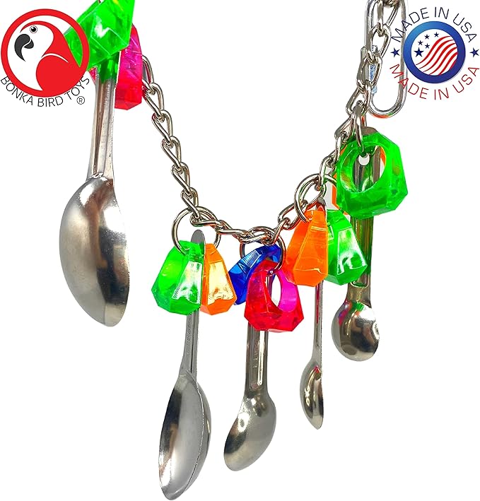 Bonka Bird Toys 1969 Spoon Delight Medium Large Parrot Bird Toy African Grey Parrot Amazon Conure and Similar Birds