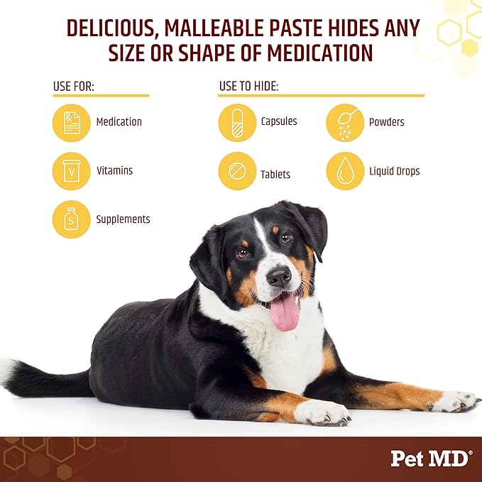 Pet MD Wrap-A-Pill with Dog Probiotics - Pill Wrap for Dogs Medicine - Easy-to-Use Paste to Hide Capsules, Create Pockets and Pill Treats for Dogs - Cheese & Bacon (4.2oz)