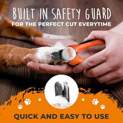 Mighty Paw Dog Nail Clippers - Dog Claw Clippers - Pet Claw Trimming and Grooming Set - Built-in Safety Guard - Sharp Stainless Steel Blade - Ergonomic Handle - Nail Trimmer - Paw Trimmer (Orange)