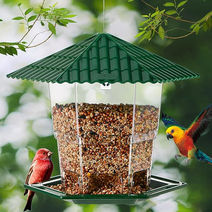 Bird Feeders for Outdoors Hanging Bird Feeder Wild Birds Seed, Green 2 Pack B
