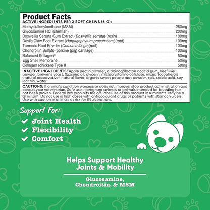 Nutricost Pets Hip & Joint Support Soft Chews for Dogs (Beef Flavored) 60 Soft Chews - Supports Healthy Joints & Mobility, NASC Certified