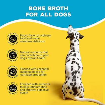 Brutus Bone Broth for Dogs - Bone Broth Powder with Chondroitin Glucosamine & Turmeric - Human Grade Dog Food Toppers for Dry Food & Picky Eaters - 5 Stick (Beef)