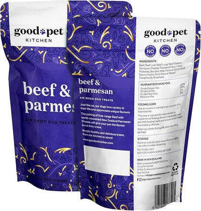 Pet Treats, Air-Dried, Natural, Limited Ingredient Dog Treat, Free Range, Grain Free Dog Treats, Toppers, Snacks, Beef & Parmesan 2.8 oz