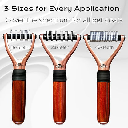 Kenchii Luxury Pet Grooming Rake - Enhance Your Pet's Coat with Precision - Dematting Undercoat Rake for Dogs, Cats - Dog Brush for Shedding
