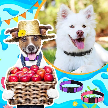 6 Pcs Reflective Dog Collar Soft Padded Breathable Adjustable Nylon Pet Collar with Safety Locking Buckle for Dogs Cats Puppy Pets Accessories(Large,Fresh Color)