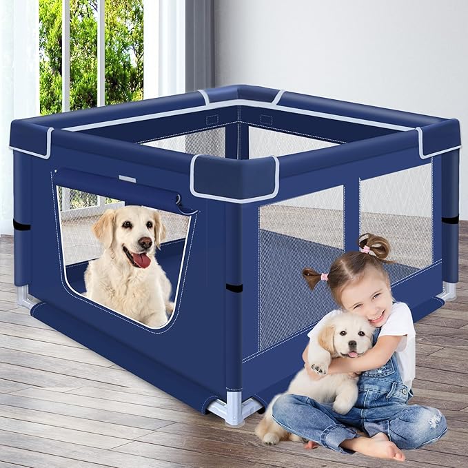 42x42x26 Inches Dog Playpensï¼_uppy Playpen with Gate for Puppies or Small Dogs, Dog Fence Pet Playpen for Indoor & Outdoor