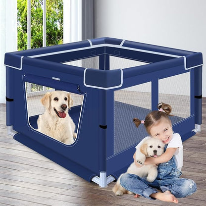 42x42x26 Inches Dog Playpensï¼_uppy Playpen with Gate for Puppies or Small Dogs, Dog Fence Pet Playpen for Indoor & Outdoor