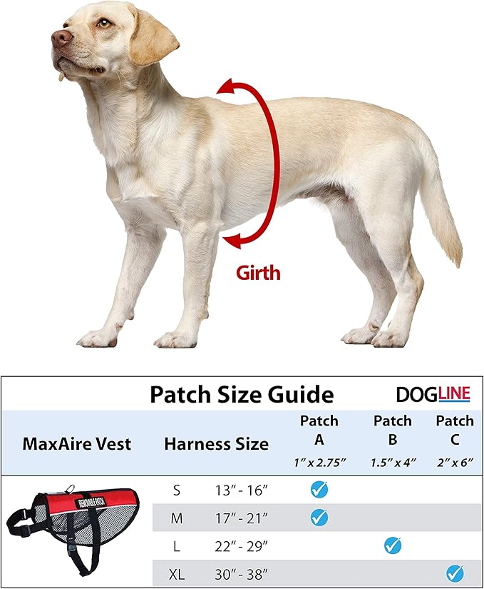 Dogline MaxAire Vest Emotional Support Removable Patch Adjustable Harness Reflective for Puppies Small Medium and Large Dogs 13 by 16 Inch Girth Teal