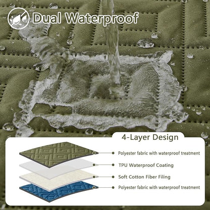 hyha Waterproof Dog Blanket, Soft Pet Bed Blankets, Waterproof Sofa Couch Cover for Dogs Washable, Reversible Pet Couch Covers for Sofa Furniture (52x82 Inch, Green/Navy Blue)