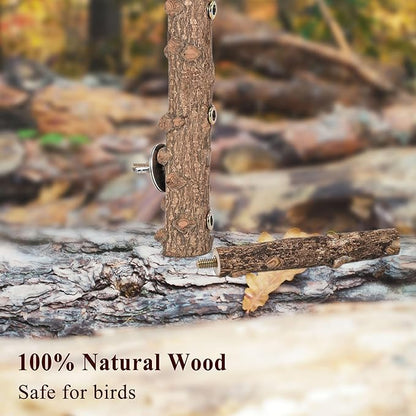 Mogoko Bird Ladder Perch for Cage, Natural Wood Bird Parrot Perch Stand Parrot Perch Bridge Climbing Chewing Toys for Small Medium Animal