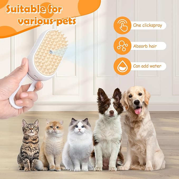 5 in 1 Pet, Cat Grooming & Massage Brush/Comb - Vapour Technology- Rechargeable, Reduce Shedding, Prevent Matting, Enhance hygiene & Bonding, Estblish Best connection with Pet (Coffee)
