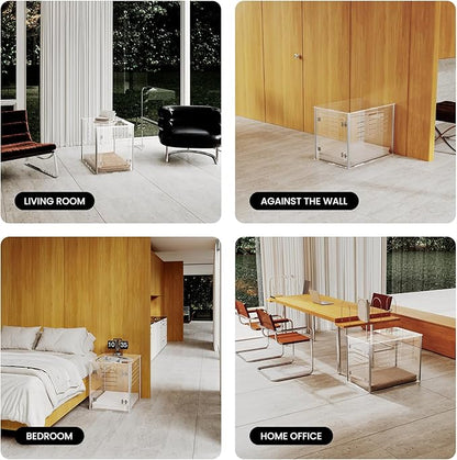 Sumerflos Acrylic Dog Crate Furniture - Clear Dog Kennel End Table for Small & Medium Dogs Up to 45lb Indoor Lockable Heavy-Duty Ventilated, 29.92" L x 20.08" W x 22.24" H