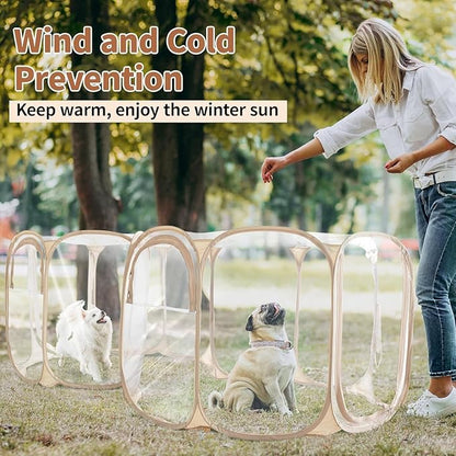 Cold Resistant Cat Playpen PVC Dog Playpen - 90''Portable & Foldable Indoor Outdoor Puppy Playpen - Insulated 2-Room Dog TentCrate Cage Kennel, Playpen for Kitten, Small Animals Play Pen(90"x45"x28")