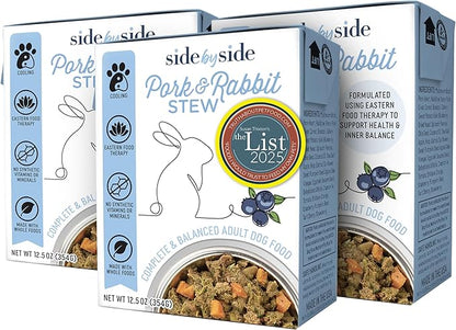 Side by Side Pork & Rabbit Stew - Cooling Wet Dog Food & Dog Food Topper for All Breeds - Made with Nutrients & Whole Raw Ingredients - No Artificial Additives or Fillers - USA Made (12.5 oz, 3-Pack)