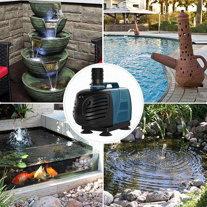 Uniclife Aquarium 1000 GPH Submersible and Inline Water Pump 80W 10ft High Lift AC 120 V Quiet Return Pump with 10 ft. Power Cord for Large Fish Tanks Pond Waterfalls Fountains Sumps and Gardens