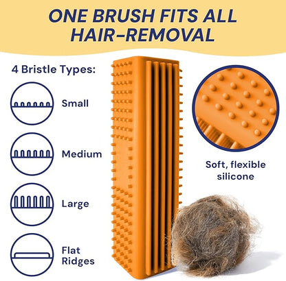 Magic Pet Hair Block Brush (Canyon Orange) | Ultimate Dog & Cat Hair Remover for Sofa, Furniture, Carpet, Bedding, and Clothing | Reusable, Durable, and Easy to Use