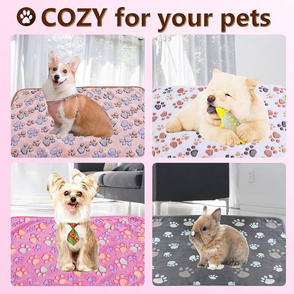 UTTPLL Blankets Super Soft & Warm Fleece Flannel Pet Blanket Cats Dogs Cute Paw Print Pet Throw Puppy Blankets Fleece Grey Paw Small