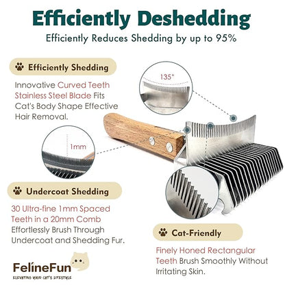 Cat Brush for Dematting & Deshedding, 2 in 1 Undercoat Rake, Efficiently Remove Loose Hair & Matted Fur, Professional Shedding Comb for Indoor Cats & Long Haired Cats