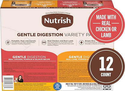 Nutrish Gentle Digestion Premium Paté and Chunks in Gravy Variety Pack Wet Dog Food, 13 oz. Can, 12 Count (Rachael Ray)