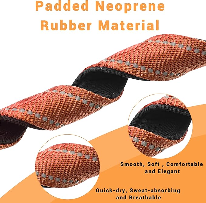 2 Pack Reflective Dog Collar with Safety Locking Buckle, Adjustable Soft Breathable Comfortable Nylon Pet Collar for Small, Medium and Large Dogs, Orange, L