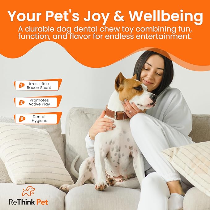 Dental Munch Boomerang Pet Toy, Bacon Scented Nylon Dog Bones, Savor Stimulating Dog Chew Toys, Long-Lasting and Durable Dog Toys for Boredom