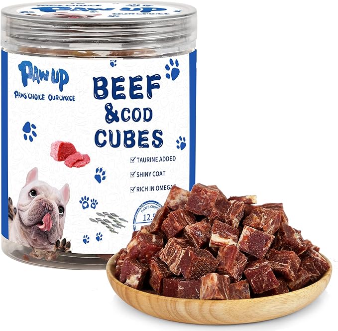 Dog Treats Training Rewards, Beef Cod Cubes, 1% Taurine Added, 12.5 oz, Rawhide Free, Grain Free, Low Fat Dog Training Rewards and Snacks, No Additives