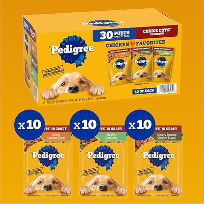 Pedigree Choice Cuts in Gravy Adult Soft Wet Dog Food 30-Count Variety Pack, 3.5 oz. Pouches