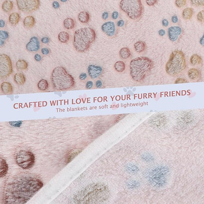 BVAGSS 6 Pack Small Dog Blanket, Super Soft Warm Pet Cover Blankets, Paw Print Puppy Fleece Flannel Blanket for Small Medium Dogs and Cats MW003