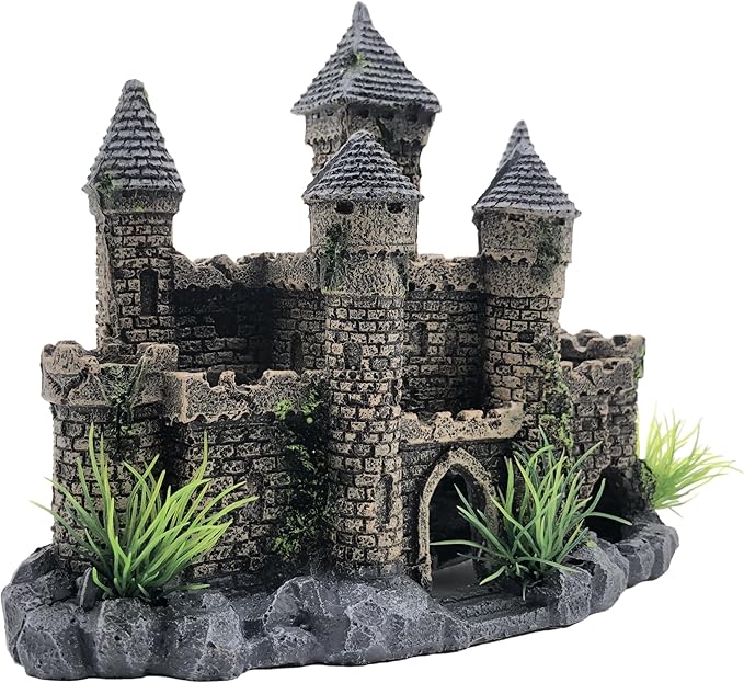 M2cbridge Aquarium Decor Castle Shipwreck Ornament Underwater Landscape(Mountain Castle)