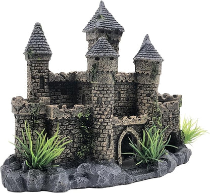 M2cbridge Aquarium Decor Castle Shipwreck Ornament Underwater Landscape(Mountain Castle)