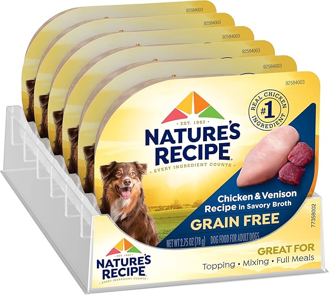 Nature_ Recipe Grain Free Wet Dog Food, Chicken & Venison Recipe, 2.75 Ounce Cup (Pack of 12)
