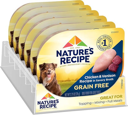 Nature_ Recipe Grain Free Wet Dog Food, Chicken & Venison Recipe, 2.75 Ounce Cup (Pack of 12)