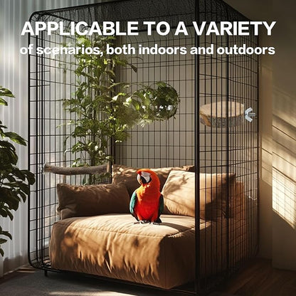 Natural Wood Bird Perches for Cage, Parrot Perch Stand & Platform, Bird Cage Accessories for Parakeets, Cockatiels, Conures, Lovebirds (Brown, Core Perch & Platform - 8PCS)