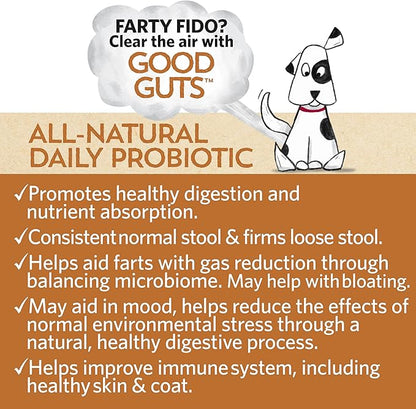 Fidobiotics Good Guts for Medium Mutts Probiotic for Dogs, 6 Billion CFUs, 11 Strains, 5 Digestive Enzymes, 2 Prebiotics, Digestive Gut Health for Dogs, Adult & Puppy Probiotics Supplements (30 Days)