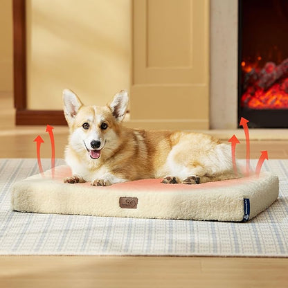 Bedsure Medium Dog Bed for Medium Dogs  Self Warming Orthopedic Dog Beds with Removable Washable Cover, Egg Crate Foam Pet Bed Mat, Ashen Cream