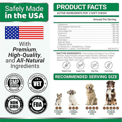 Dog Allergy Relief Chews - Dog Itching Skin Relief Treatment Pills - 170 Treats - Anti-Itch - Itchy and Paw Licking - Hot Spots - Omega 3 Fish Oil - Dry Skin & Coat Supplement - Beef Liver Flavor
