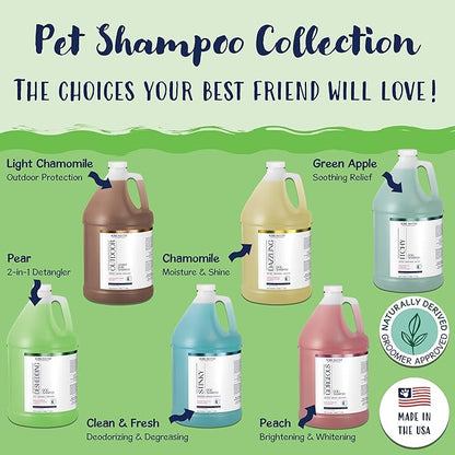 Deshedding Dog Shampoo & Conditioner, 2-in-1, Naturally Derived, Tear-Free, Salt-Free, Paraben-Free, pH-Balanced, Detangles, Conditions, Reduces Shedding, Pear Scent 1 Gallon (4 Pack) 10:1 Concentrate