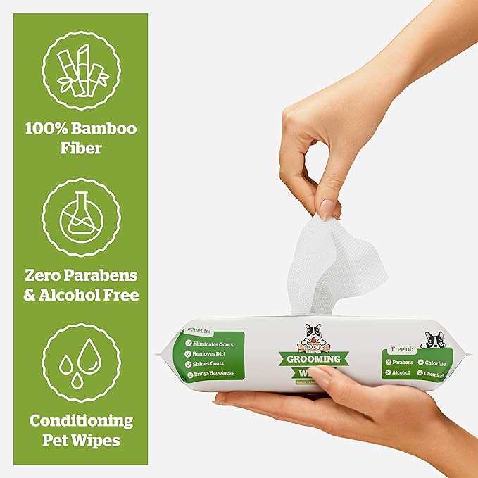 Pogi_ Dog Grooming Wipes  Hypoallergenic Pet Wipes for Paws, Body & Butt  Cleaning & Hydrating, Green Tea Scent, 100-Count