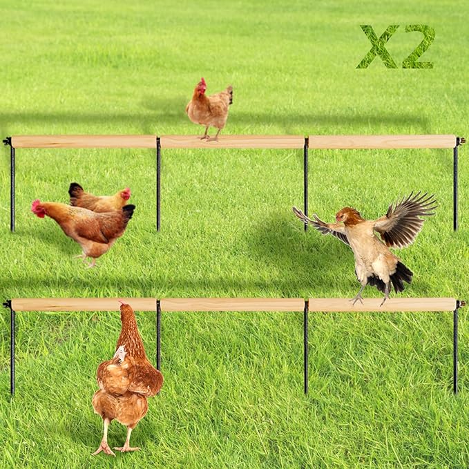 2 PCS Chicken Toys,Extra Long Chicken Perch Toys,Woodern Chickens Roosts and Perches Stand Training Perch for Poultry Rooster Chicks Large Bird Chicks Parrot, 44.88 Long (Natural Wood Color)