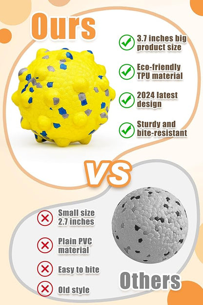 Dog Balls for Aggressive Chewers, Indestructible Dog Tennis Balls, Durable Bouncy Dog Toy Balls, Dog Balls for Teething, Interactive Dog Toys for Fetch Game (4 Pcs Large Size)