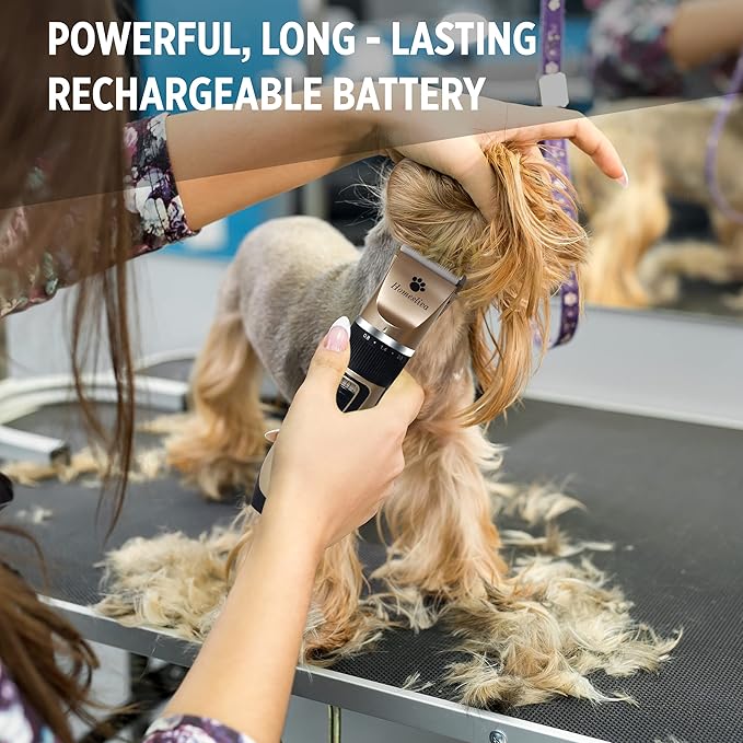 Dog Grooming Shaver Kit Clippers Low Noise Rechargeable Cordless Electric Quiet Hair Clippers Set for Dogs Cats Pets (Gold)