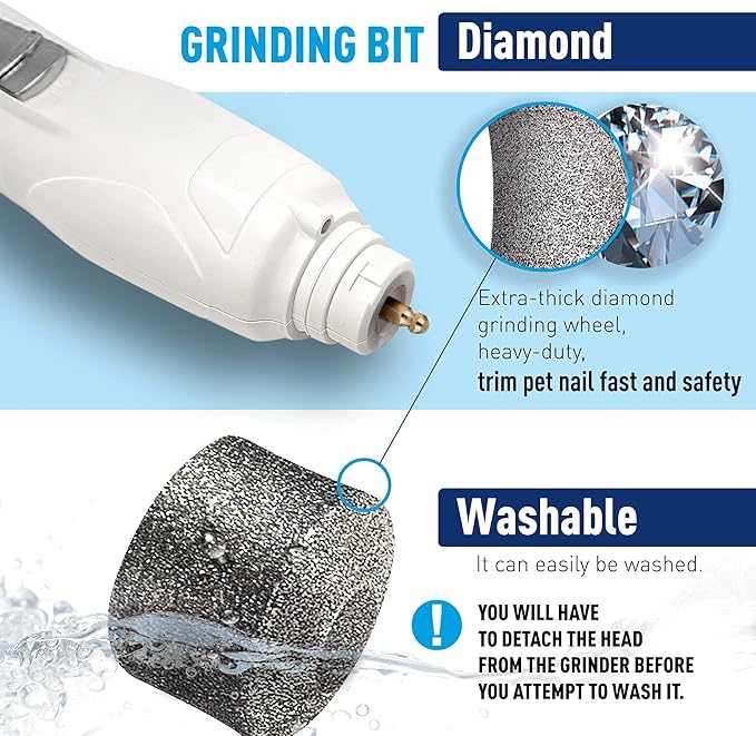 Dog Nail Grinder Replacement Head - Pet Nail Grinder Diamond Tip for Paws- 2 Pack Professional Dog Claw Grinder Bits Replaceable Diamond Nail Grinder Wheel (Short)