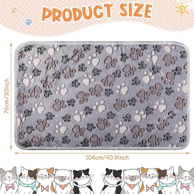 Tatuo 4 Pcs Dog Blanket Pet Puppy Blanket Puppy Teething Toys Paw Print Fleece Blanket for Pet Cat Soft Warm Sleep Mat Guinea Pig Cage Blanket(X-Large(41 x 30 Inch),Gray)