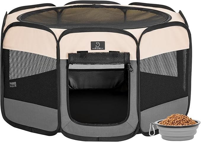 A4Pet Portable Kitten Playpen for Cats, 27" Foldable Pet Playpen for Puppy/Cat/Rabbit/Chick, with Removable Zipper Top & Mesh Panel(11_ _ 7.5_)