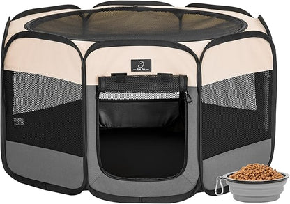 A4Pet Portable Kitten Playpen for Cats, 27" Foldable Pet Playpen for Puppy/Cat/Rabbit/Chick, with Removable Zipper Top & Mesh Panel(11_ _ 7.5_)
