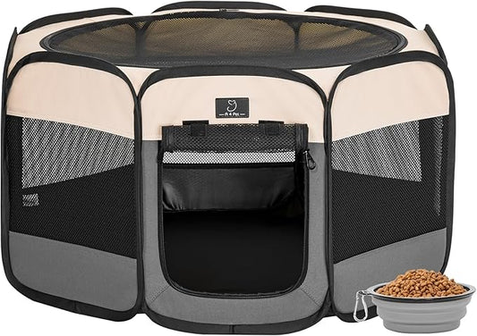 A4Pet Portable Kitten Playpen for Cats, 27" Foldable Pet Playpen for Puppy/Cat/Rabbit/Chick, with Removable Zipper Top & Mesh Panel(11_ _ 7.5_)